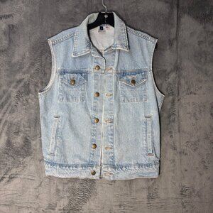 Vintage USA-Made Denim Vest Men’s Small – Light Wash 100% Cotton Button Front